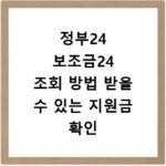정부24 보조금24 조회 방법 받을 수 있는 지원금 확인