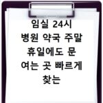 임실 24시 병원 약국 주말 휴일에도 문 여는 곳 빠르게 찾는 방법