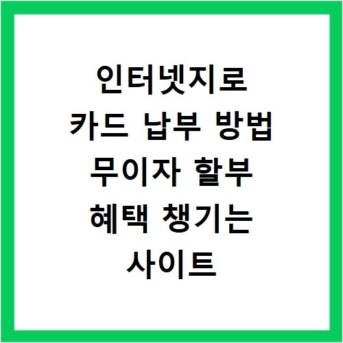 인터넷지로 카드 납부 방법 무이자 할부 혜택 챙기는 사이트 바로가기