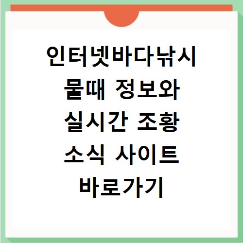 인터넷바다낚시 물때 정보와 실시간 조황 소식 사이트 바로가기