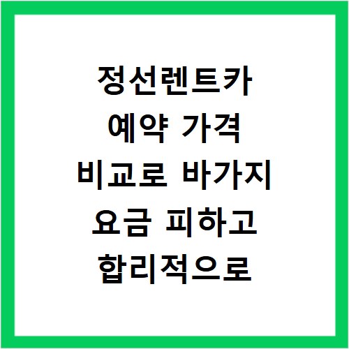정선렌트카 예약 가격 비교로 바가지 요금 피하고 합리적으로 빌리는 법