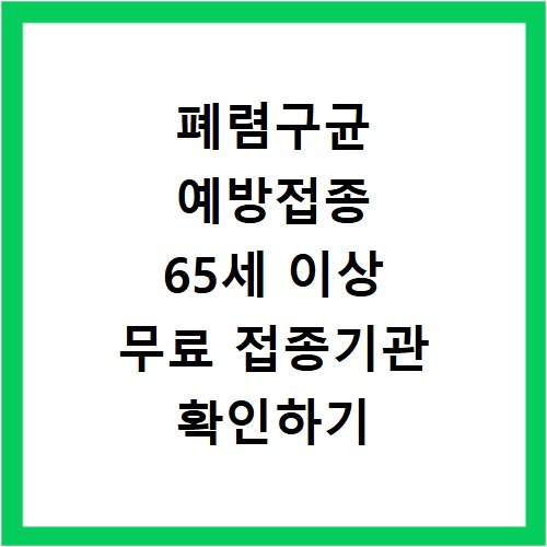 폐렴구균 예방접종 65세 이상 무료 접종기관 확인하기