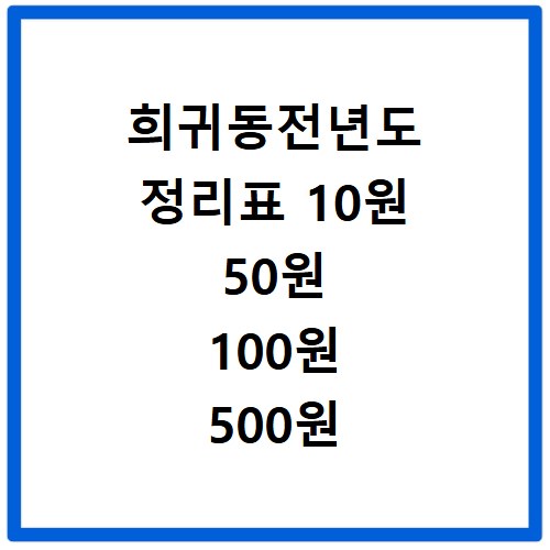 희귀동전년도 정리표 10원 50원 100원 500원 확인하고 숨은 가치 찾기