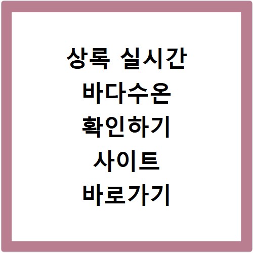 상록 실시간 바다수온 확인하기 사이트 바로가기 지금 바로 확인하는 방법