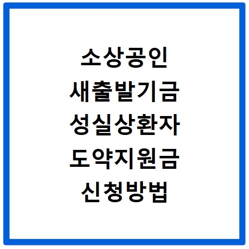 소상공인 새출발기금 성실상환자 도약지원금 신청방법 확인하기