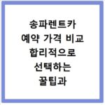 송파렌트카 예약 가격 비교 합리적으로 선택하는 꿀팁과 업체 추천 정보
