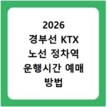2026 경부선 KTX 노선 정차역 운행시간 예매 방법 총정리