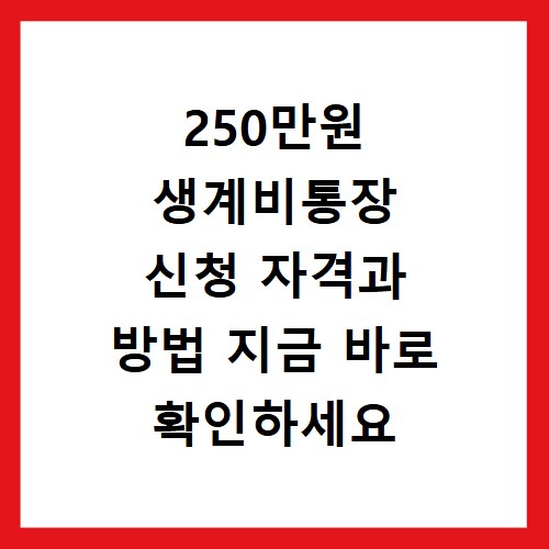 250만원 생계비통장 신청 자격과 방법 지금 바로 확인하세요