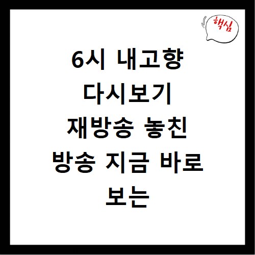 6시 내고향 다시보기 재방송 놓친 방송 지금 바로 보는 방법