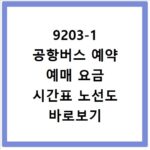 9203-1 공항버스 예약 예매 요금 시간표 노선도 바로보기 완벽 가이드