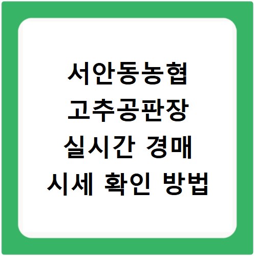 서안동농협 고추공판장 실시간 경매 시세 확인 방법