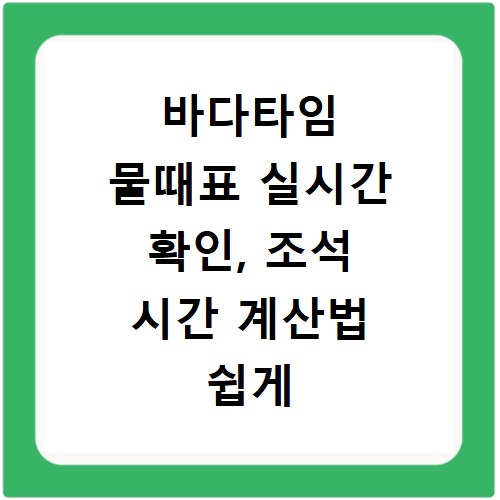 바다타임 물때표 실시간 확인, 조석 시간 계산법 쉽게 알려드려요