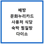 배방 문화누리카드 사용처 식당 숙박 찜질방 다이소 가맹점 총정리