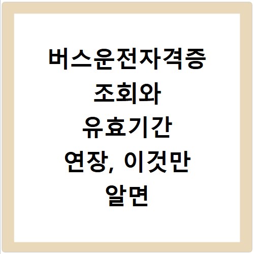 버스운전자격증 조회와 유효기간 연장, 이것만 알면 끝나요