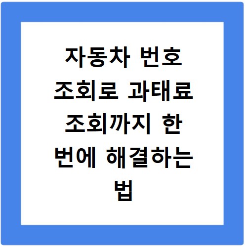 자동차 번호 조회로 과태료 조회까지 한 번에 해결하는 법