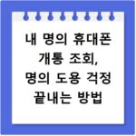 내 명의 휴대폰 개통 조회, 명의 도용 걱정 끝내는 방법
