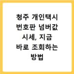 청주 개인택시 번호판 넘버값 시세, 지금 바로 조회하는 방법