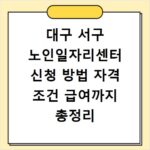 대구 서구 노인일자리센터 신청 방법 자격 조건 급여까지 총정리