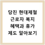 당진 현대제철 근로자 복지 혜택과 휴가 제도 알아보기