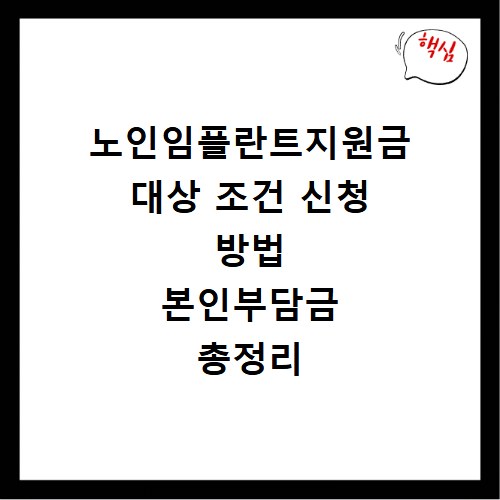 노인임플란트지원금 대상 조건 신청 방법 본인부담금 총정리