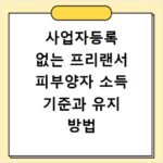 사업자등록 없는 프리랜서 피부양자 소득 기준과 유지 방법 총정리