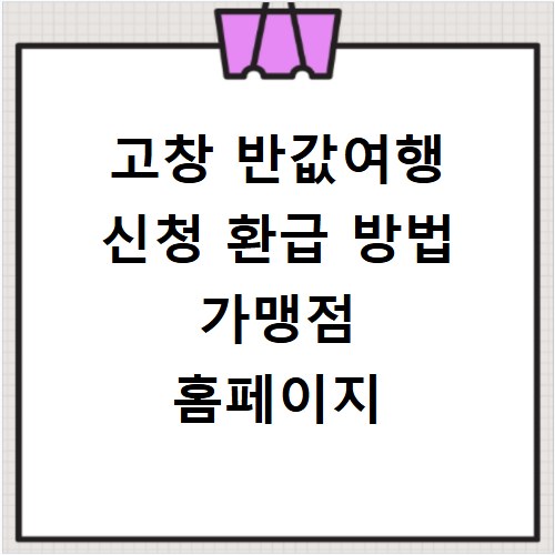 고창 반값여행 신청 환급 방법 가맹점 홈페이지