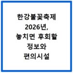 한강불꽃축제 2026년, 놓치면 후회할 정보와 편의시설 총정리