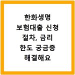 한화생명 보험대출 신청 절차, 금리 한도 궁금증 해결해요