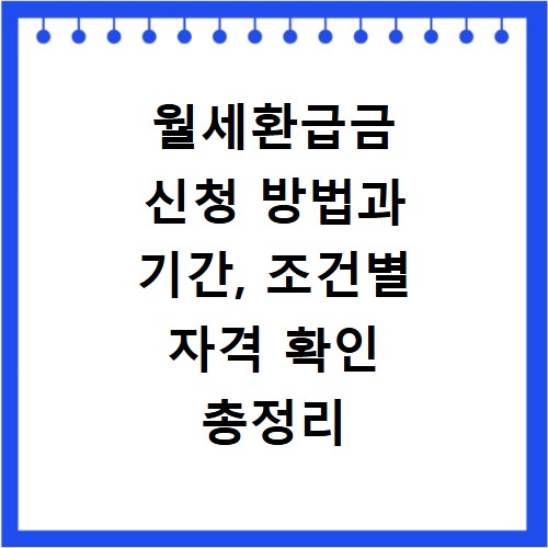 월세환급금 신청 방법과 기간, 조건별 자격 확인 총정리