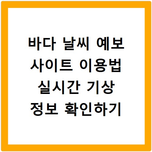 바다 날씨 예보 사이트 이용법 실시간 기상 정보 확인하기