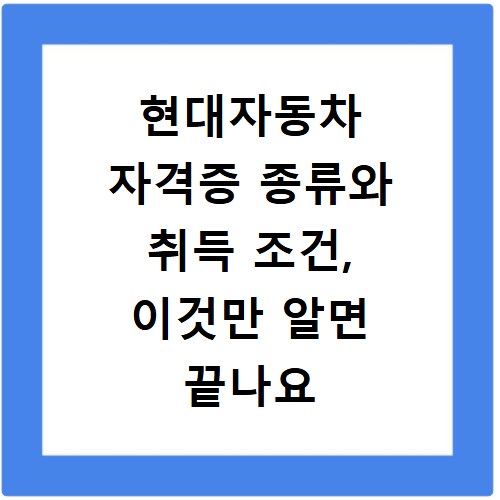 현대자동차 자격증 종류와 취득 조건, 이것만 알면 끝나요