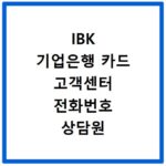 IBK 기업은행 카드 고객센터 전화번호 상담원 연결 및 분실신고