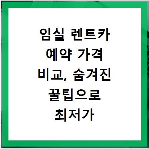 임실 렌트카 예약 가격 비교, 숨겨진 꿀팁으로 최저가 찾는 법