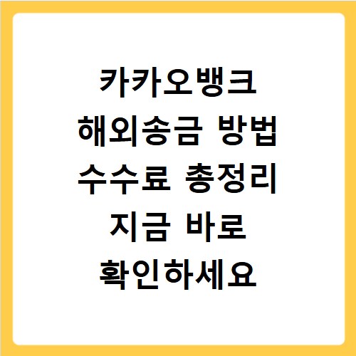 카카오뱅크 해외송금 방법 수수료 총정리 지금 바로 확인하세요