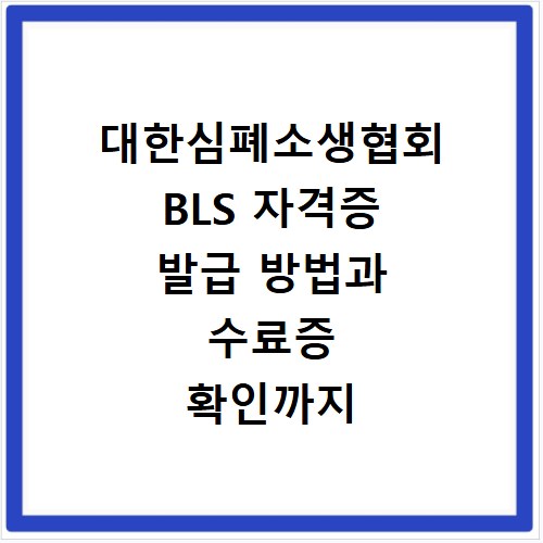 대한심폐소생협회 BLS 자격증 발급 방법과 수료증 확인까지 한 번에