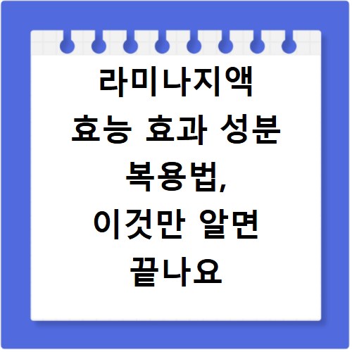 라미나지액 효능 효과 성분 복용법, 이것만 알면 끝나요