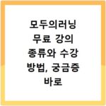 모두의러닝 무료 강의 종류와 수강 방법, 궁금증 바로 해결해 드려요