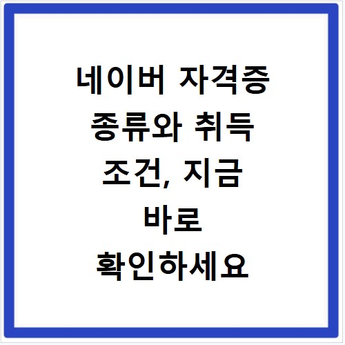네이버 자격증 종류와 취득 조건, 지금 바로 확인하세요