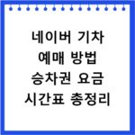 네이버 기차 예매 방법 승차권 요금 시간표 총정리