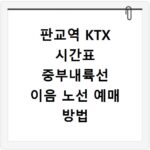 판교역 KTX 시간표 중부내륙선 이음 노선 예매 방법 총정리