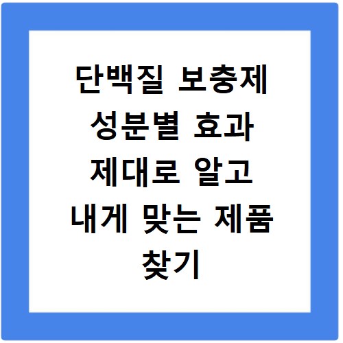 단백질 보충제 성분별 효과 제대로 알고 내게 맞는 제품 찾기