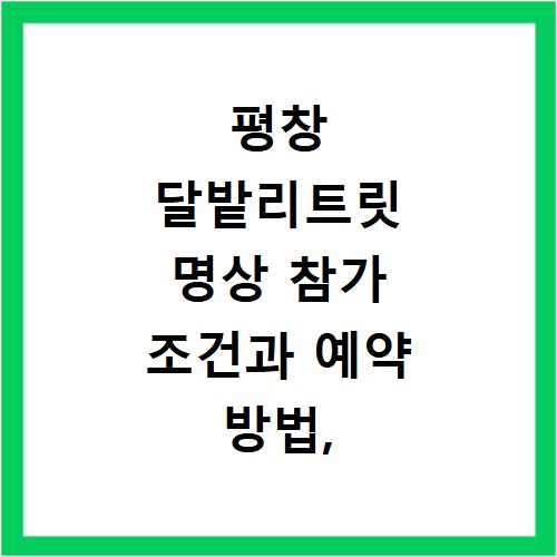 평창 달밭리트릿 명상 참가 조건과 예약 방법, 놓치지 마세요