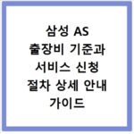 삼성 AS 출장비 기준과 서비스 신청 절차 상세 안내 가이드