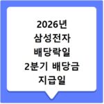 2026년 삼성전자 배당락일 2분기 배당금 지급일 확인하기
