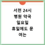 서천 24시 병원 약국 일요일 휴일에도 문 여는 곳 어디일까