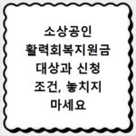 소상공인 활력회복지원금 대상과 신청 조건, 놓치지 마세요