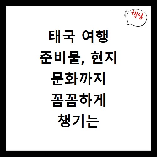 태국 여행 준비물, 현지 문화까지 꼼꼼하게 챙기는 꿀팁
