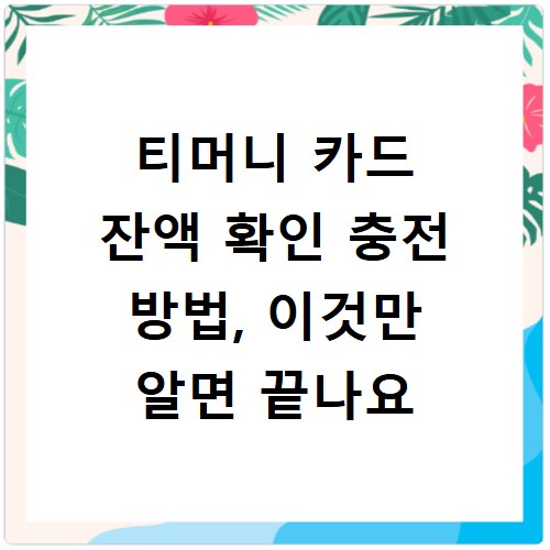 티머니 카드 잔액 확인 충전 방법, 이것만 알면 끝나요