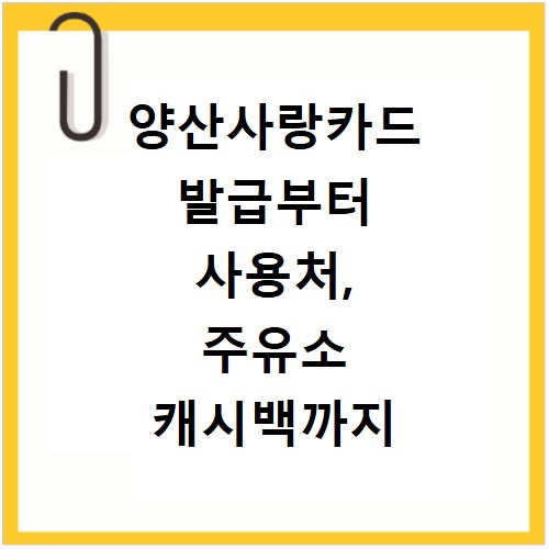 양산사랑카드 발급부터 사용처, 주유소 캐시백까지 앱으로 한눈에