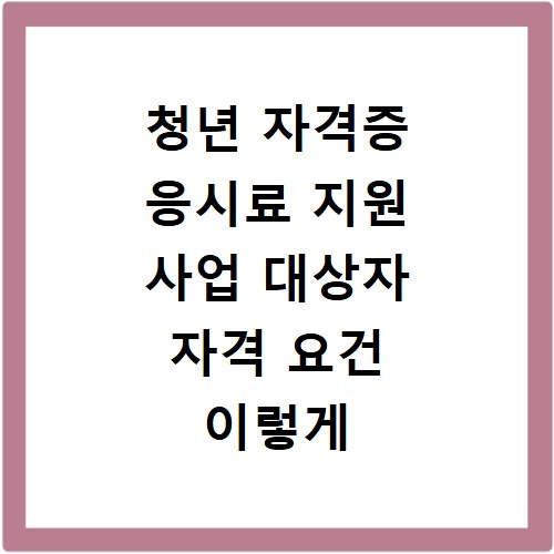 청년 자격증 응시료 지원 사업 대상자 자격 요건 이렇게 확인하세요
